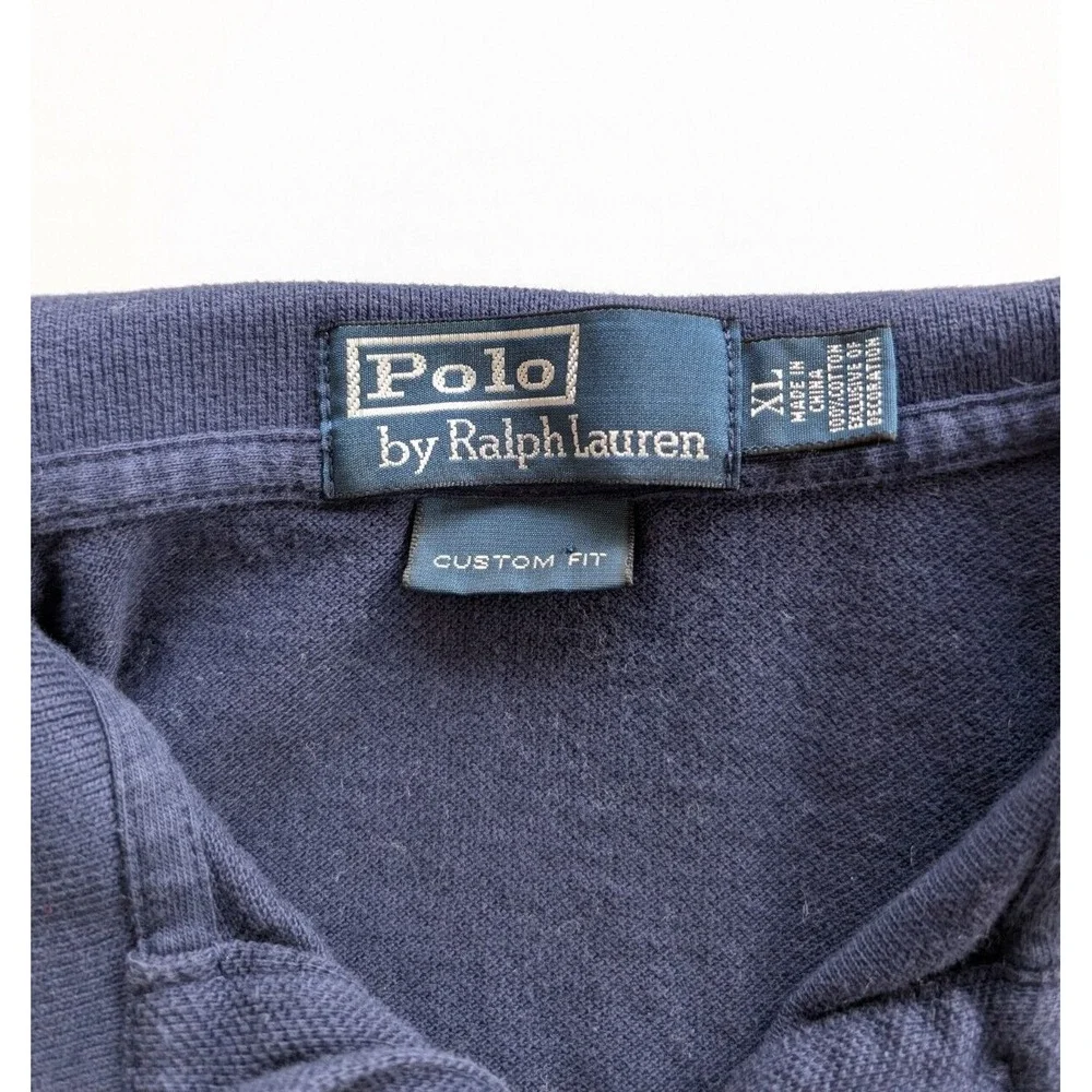 Ralph‎ Lauren Polo Mens XL Custom Fit Triple Pony Navy Blue Short Sleeve
